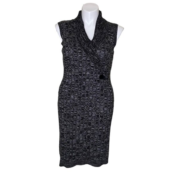 Calvin Klein Knit Sheath Sweater Dress, Black/Heather Charcoal Women's Size L - Picture 1 of 10